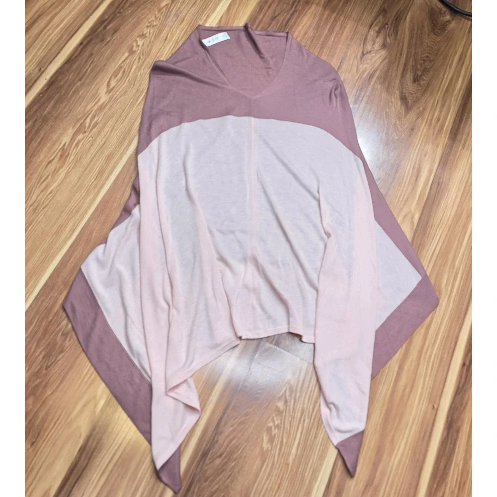 Lululemon Athletica Sweater Cape Womens One Size Pink Viscose Blend V Neck Knit
